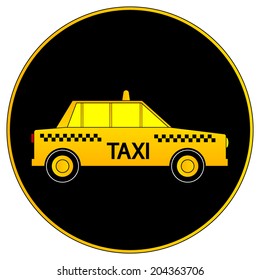 Taxi car button on white background. Vector illustration.