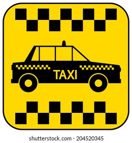 Taxi car button on white background. Vector illustration.