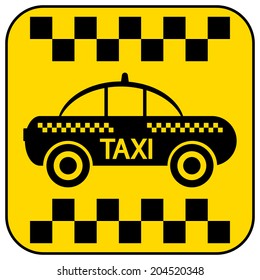 Taxi car button on white background. Vector illustration.