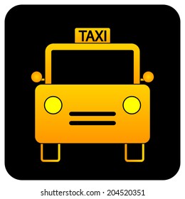 Taxi car button on white background. Vector illustration.