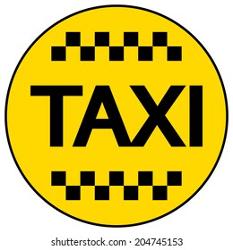 Taxi car button on white background. Vector illustration.