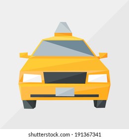 taxi car by triangles, polygon vector illustration