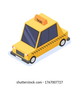 Taxi car cartoon isolated icon on a white background. Vector isometric illustration.