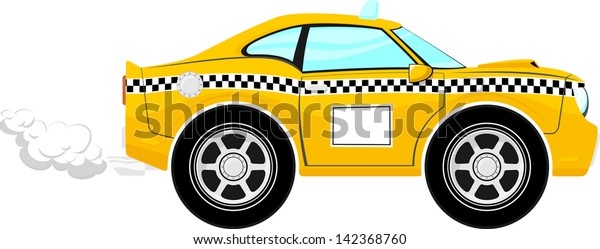 taxi car cartoon isolated on white background,\
only solid colors, no\
gradients