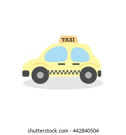 Taxi car cartoon on white background. Vector illustration.
