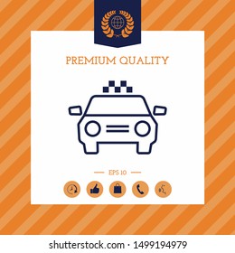 Taxi Car with chequered patern. Graphic elements for your design
