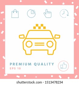 Taxi Car with chequered patern. Graphic elements for your design