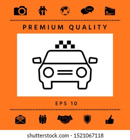 Taxi Car with chequered patern. Graphic elements for your design