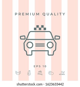 Taxi Car with chequered patern. Graphic elements for your design