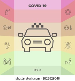 Taxi Car with chequered patern. Graphic elements for your design