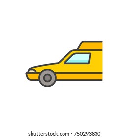 Taxi car flat line colored icon.
