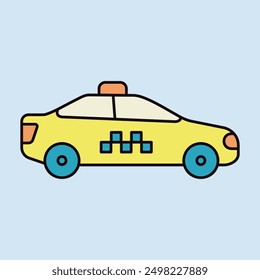 Taxi car flat vector isolated icon. Graph symbol for travel and tourism web site and apps design, logo, app, UI