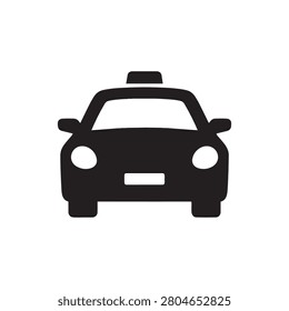 Taxi car front view icon silhouette with taxi cab service transportation silhouette automobile transfer minimalist isolated background application pictogram transport motorized