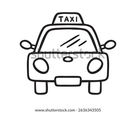 taxi car front view icon doodle hand drawn. Outline line drawing clipart symbol. Vector illustration