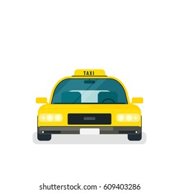 taxi car front view isolated on white. vector illustration