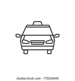 Taxi car front view line icon.
