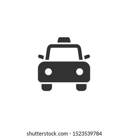 Taxi car front view vector glyph style icon. Marking of public transport stops.