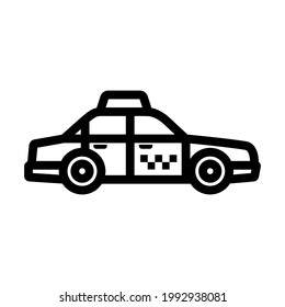 Taxi Car Icon. Bold outline design with editable stroke width. Vector Illustration.