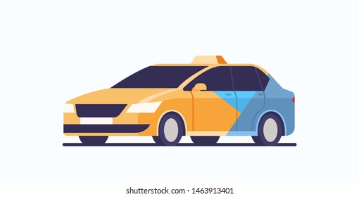 taxi car icon cab automobile passenger transportation service concept flat horizontal