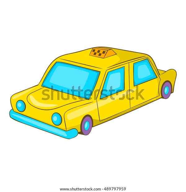 Taxi car icon\
in cartoon style isolated on white background. Transportation\
symbol vector\
illustration