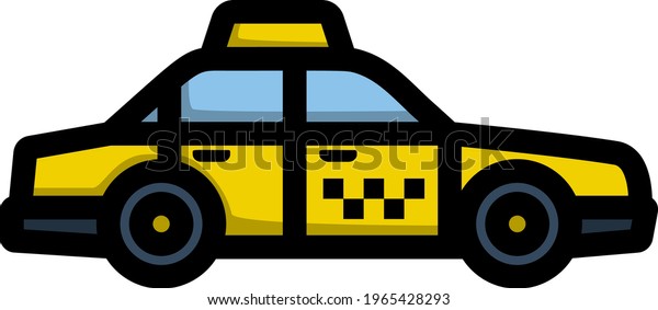 Taxi Car Icon. Editable Bold Outline With
Color Fill Design. Vector
Illustration.