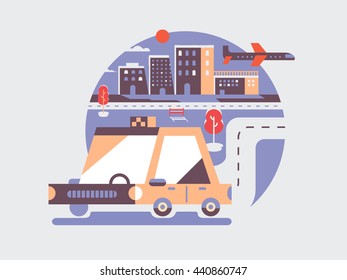 Taxi car icon flat