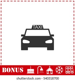 Taxi car icon flat. Simple vector symbol and bonus icon