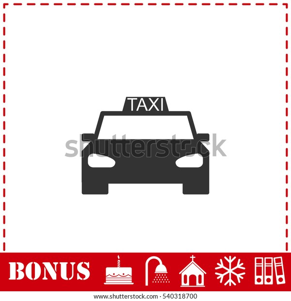 Taxi\
car icon flat. Simple vector symbol and bonus\
icon