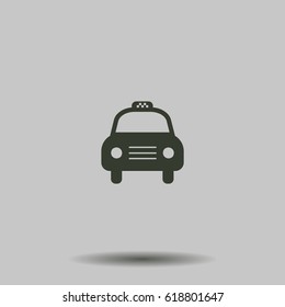 Taxi car icon. Flat vector illustration in black on white background.
