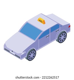 Taxi Car Icon Isometric Vector. White Cab Side. Sedan Vehicle