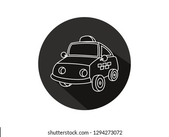 taxi car icon with long shadow, taxi car icon with modern line art style, car taxi vector illustration, car taxi icon