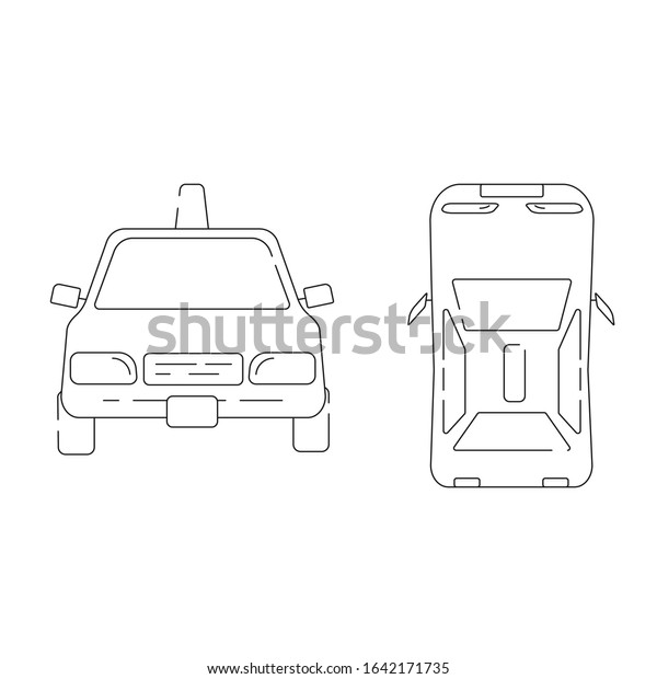 Taxi car icon. Machine on a white background.
Taxi service icons.
Vector.