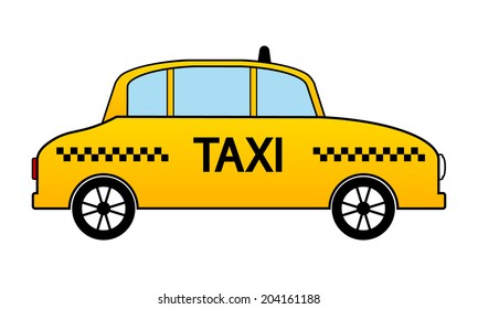 Taxi car icon on white background. Vector illustration.