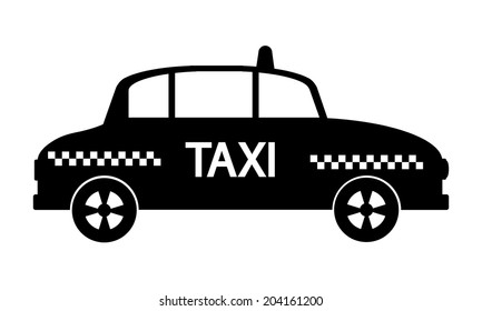 Taxi car icon on white background. Vector illustration.