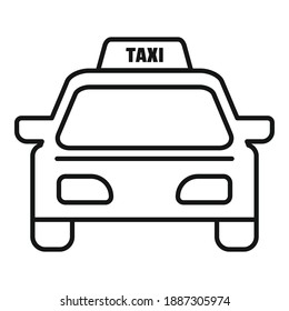 Taxi car icon. Outline taxi car vector icon for web design isolated on white background