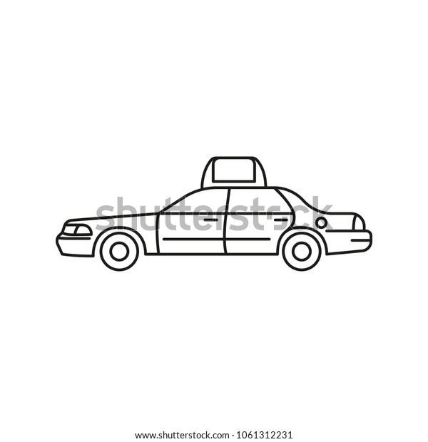 Taxi car icon. Outline taxi car vector\
icon for web design isolated on white\
background