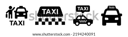 Taxi car icon set. Cab symbol vector illustration.