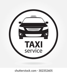 Taxi car icon or sign isolated on white background. Taxi service design. Vector illustration.