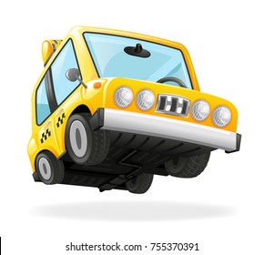 Taxi Car Icon Yellow Cab Transportation Urban Automobile Icon Isolated Realistic 3d Design Vector Illustration