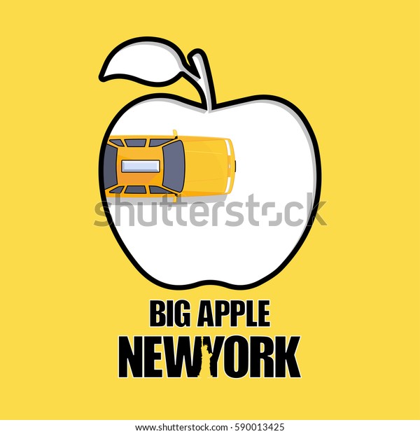 Taxi car illustration. Big\
apple New York taxi. Yellow taxi car. Isolated vector\
illustration.