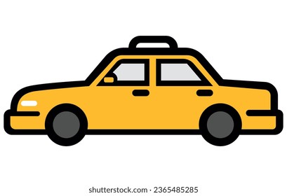 Taxi Car illustration vector. Yellow taxi Car Flat illustration.
