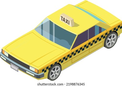 Taxi car isometric front icon. City cab