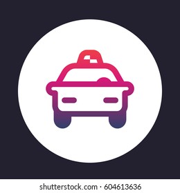 taxi car line icon isolated over white, vector illustration