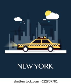 Taxi Car with New York City.