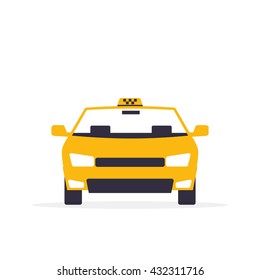 Taxi car on white background. Public transport design. Flat styled vector illustration.