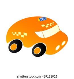 Taxi. Taxi car on a white background. Car artificial orange colour.