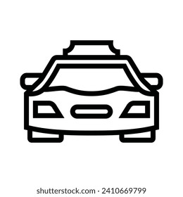 Taxi car outline icons, minimalist vector illustration and transparent graphic element. Isolated on white background