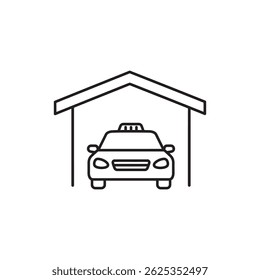 Táxi carro estacionado sob entrada Canopy Ícone para transporte