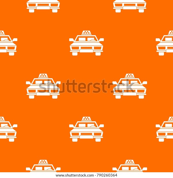 Taxi car pattern repeat seamless\
in orange color for any design. Vector geometric\
illustration