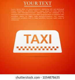 Taxi car roof sign icon isolated on orange background. Flat design. Vector Illustration